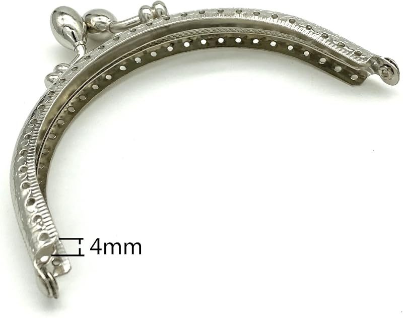 Half-Round Olive-Clasp Sew-In Kiss-Lock Purse Frame, 3 3/4" x 2 3/16" (9.5 x 5.5 cm)