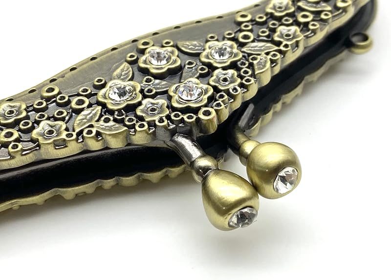 Vintage Embossed Sew-In Kiss-Lock Purse Frame, 5" x 2 5/8" (12.5 x 6.5 cm)
