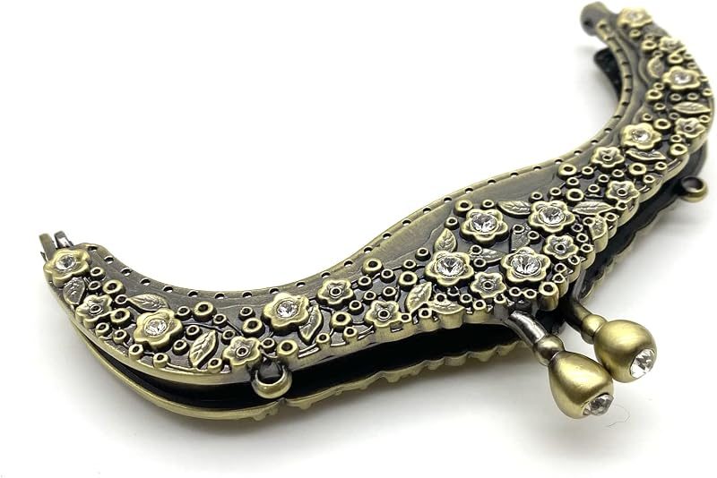 Vintage Embossed Sew-In Kiss-Lock Purse Frame, 5" x 2 5/8" (12.5 x 6.5 cm)