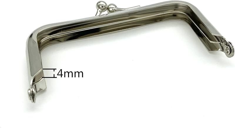 Rectangle Glue-In Kiss-Lock Purse Frame, 3 1/2" x 1 5/8" (9 x 4 cm) - 6mm Ball Clasp