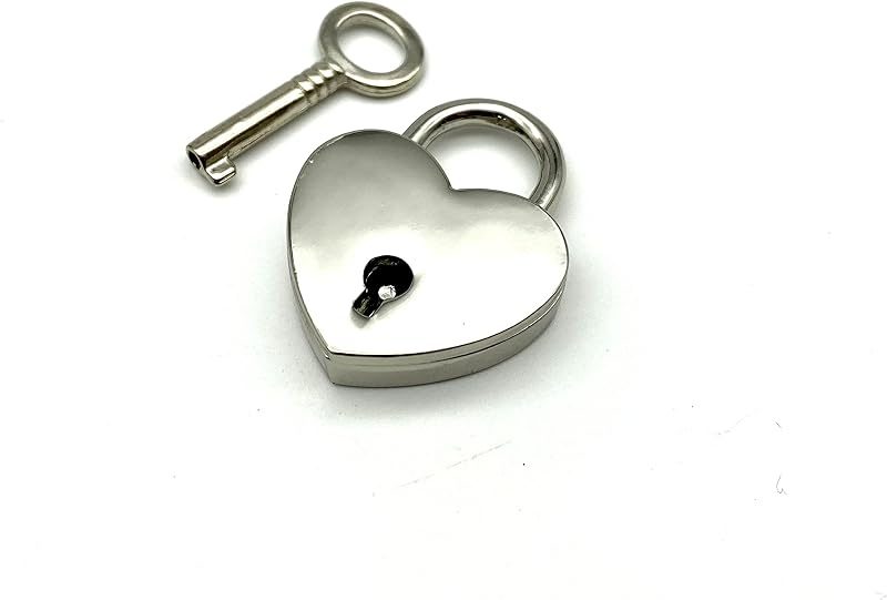 Bag Purse Clutch Padlock with Key Heart Shape zinc alloying for Jewelry Necklace Charm Box Making Hardware