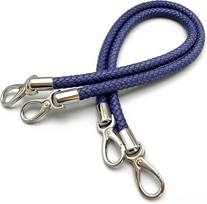 Braided Faux Leather Purse Handles with Lobster Hooks (Pair)