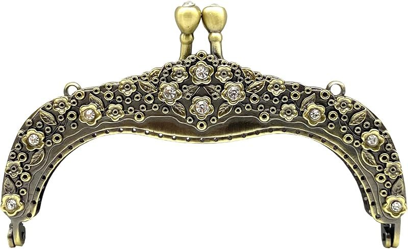 Vintage Embossed Sew-In Kiss-Lock Purse Frame, 5" x 2 5/8" (12.5 x 6.5 cm)