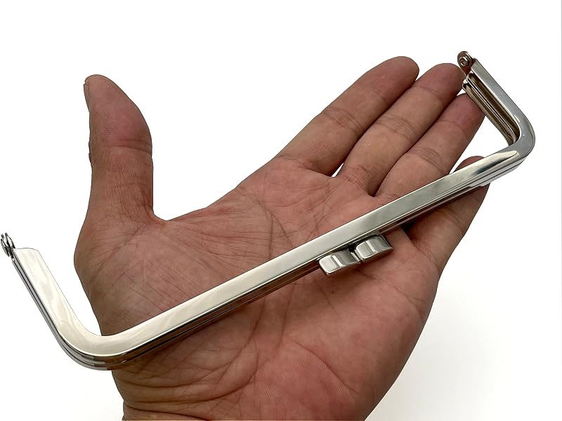 Rectangle Glue-In Purse Frame, 7" x 2" (18 x 5 cm) - Flat Clasp (No Balls)