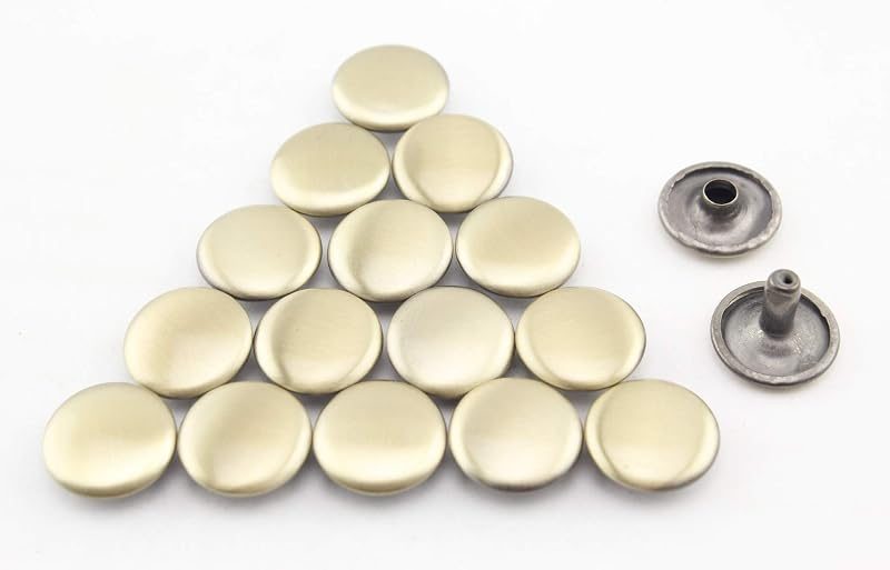 Double Flat Rivet Solid Brass Double Cap, Purse Rivet Studs for Leather Bag Making Clothing Shoes Anti Bronze