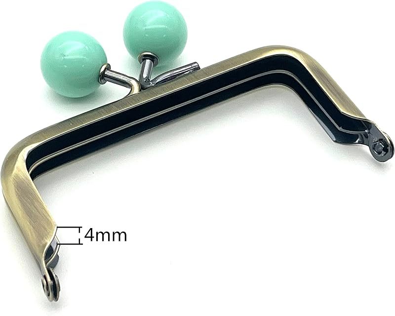 Half-Round Color-Ball Glue-In Kiss-Lock Purse Frame, 8 x 4 cm