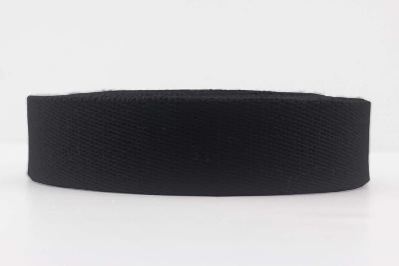 Polyester-Cotton Blend Webbing Ribbon 1" (25 mm) Heavy Weight Strap Replacement 5 Yards Black