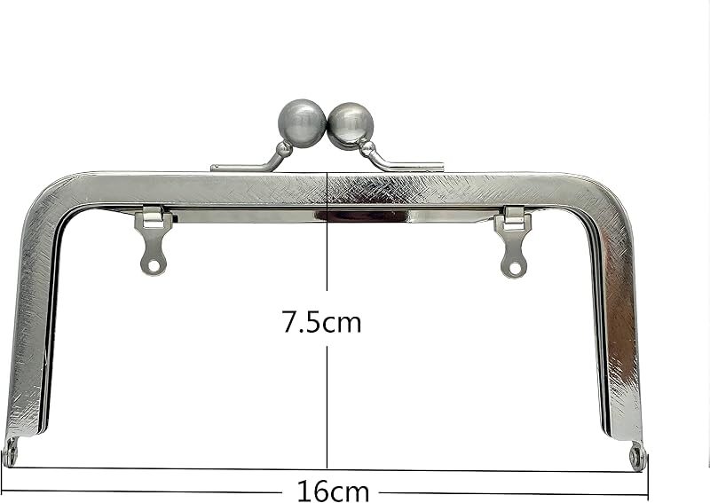 Rectangle Glue-In Kiss-Lock Purse Frame, 6 1/4" x 3" (16 x 7.5 cm)