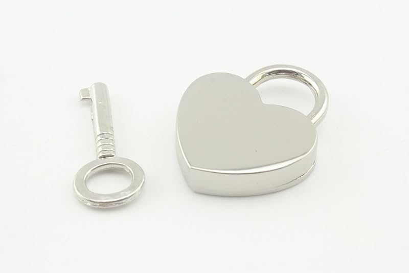Bag Purse Clutch Padlock with Key Heart Shape zinc alloying for Jewelry Necklace Charm Box Making Hardware