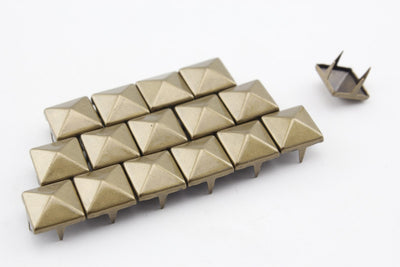 Solid brass 9mm pyramid head studs spots punk prongs studs Anti brass