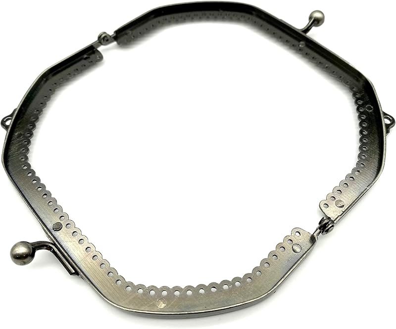 Vintage Embossed Rhinestone Sew-In Kiss-Lock Purse Frame, 5" x 3" (12.5 x 7.5 cm)