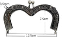 Vintage Embossed Sew-In Kiss-Lock Purse Frame, 5" x 3" (12.5 x 7.5 cm)