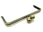 Rectangle Glue-In Kiss-Lock Purse Frame, 10" x 3 1/2" (25.5 x 9 cm) - Large Ball Clasp