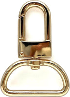 Square-Top Push-Gate Swivel Snap Hook, D-Ring Eye
