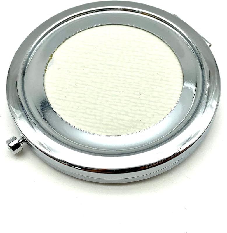 Round Compact Mirror Blank with White Insert Lid, 2 3/4" (7 cm)