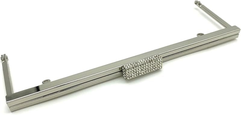 Rectangle Rhinestone Glue-In Kiss-Lock Purse Frame, 9 1/2" x 3" (24 x 7.5 cm)