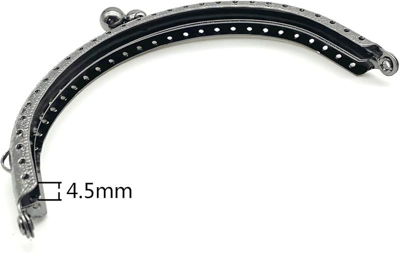 Half-Round Sew-In Kiss-Lock Purse Frame, 4" x 2 3/16" (10 x 5.5 cm) - 8mm Ball Clasp