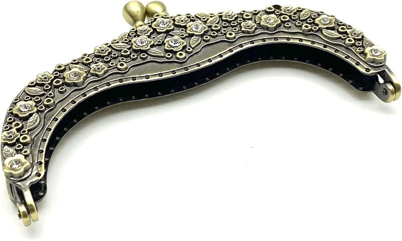 Vintage Embossed Sew-In Kiss-Lock Purse Frame, 5" x 2 5/8" (12.5 x 6.5 cm)