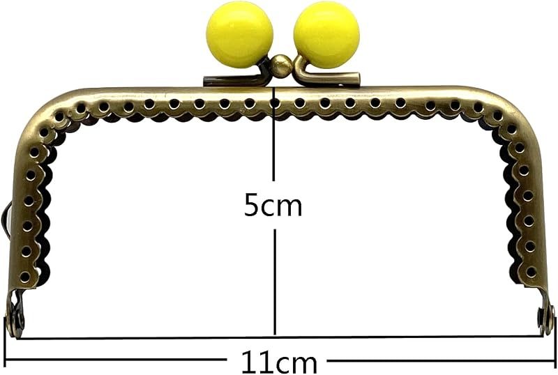 Heart Color-Ball Sew-In Kiss-Lock Purse Frame, 11 x 5 cm
