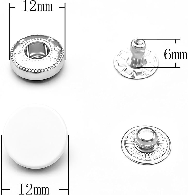 Zinc Alloy Flat top Cap snap Fastener Buttons Washable Press Stud for Sewing Leather Craft Clothing 1/2" (12 mm)