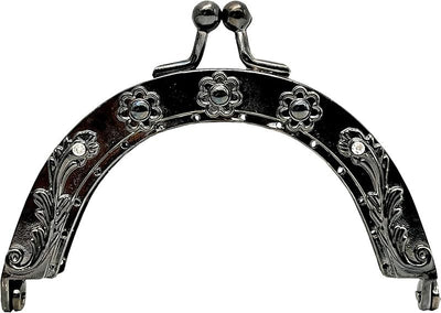 Vintage Embossed Rhinestone Sew-In Kiss-Lock Purse Frame, 3 1/2" x 2" (9 x 5 cm)