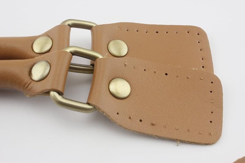 Sew-In Genuine Leather Purse Handles with Alloy Clasps