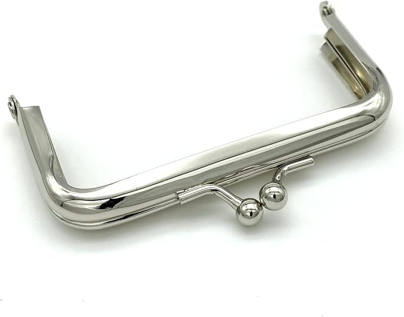 Rectangle Glue-In Kiss-Lock Purse Frame, 3 1/2" x 1 5/8" (9 x 4 cm) - 6mm Ball Clasp