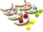 Half-Round Color-Ball Sew-In Kiss-Lock Purse Frame, 8.5 x 5 cm