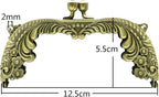Vintage Embossed Screw-In Kiss-Lock Purse Frame, 5" x 2 3/16" (12.5 x 5.5 cm) - Openwork Leaf