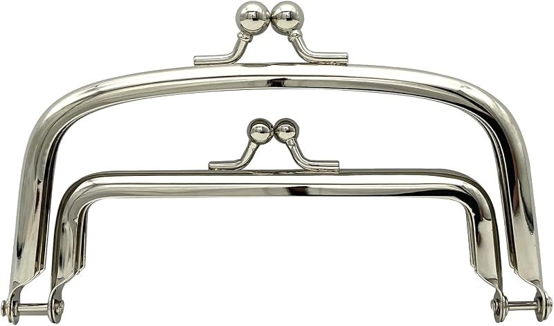 Rectangle Double-Pocket Glue-In Kiss-Lock Purse Frame, 12 x 5.5 cm