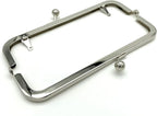 Rectangle Glue-In Kiss-Lock Purse Frame, 7" x 2" (18 x 5 cm) - Heavy, 11mm Balls, with Chain Loops