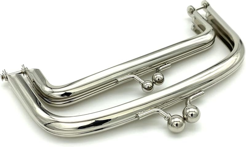Rectangle Double-Pocket Glue-In Kiss-Lock Purse Frame, 12 x 5.5 cm