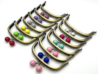 Half-Round Color-Ball Glue-In Kiss-Lock Purse Frame, 11 x 5 cm