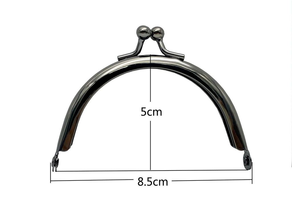 Half-Round Glue-In Kiss-Lock Purse Frame, 3 3/8" x 2" (8.5 x 5 cm)