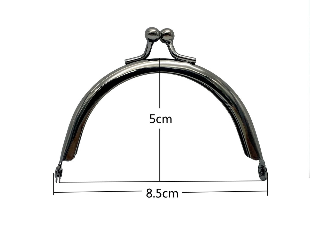 Half-Round Glue-In Kiss-Lock Purse Frame, 3 3/8" x 2" (8.5 x 5 cm)