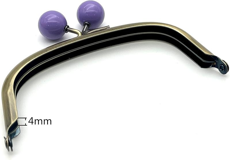 Half-Round Color-Ball Glue-In Kiss-Lock Purse Frame, 11 x 5 cm