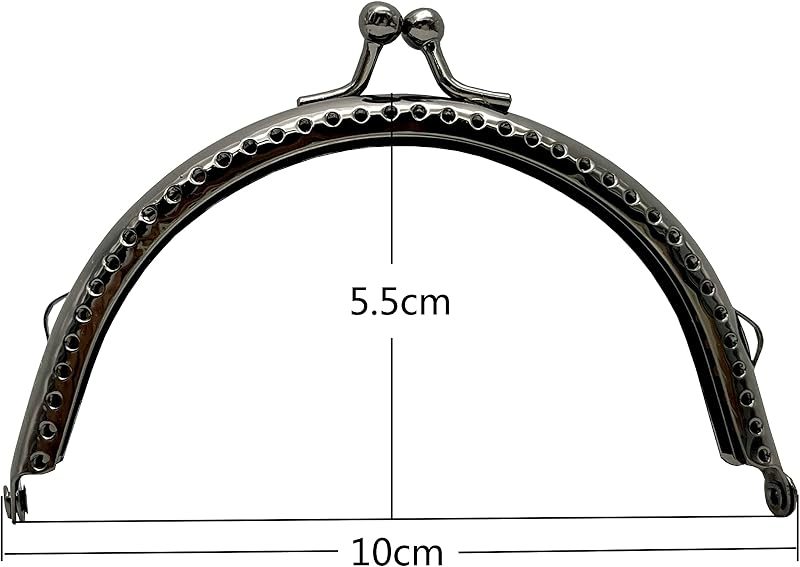 Half-Round Sew-In Kiss-Lock Purse Frame, 4" x 2 3/16" (10 x 5.5 cm) - 6mm Ball Clasp