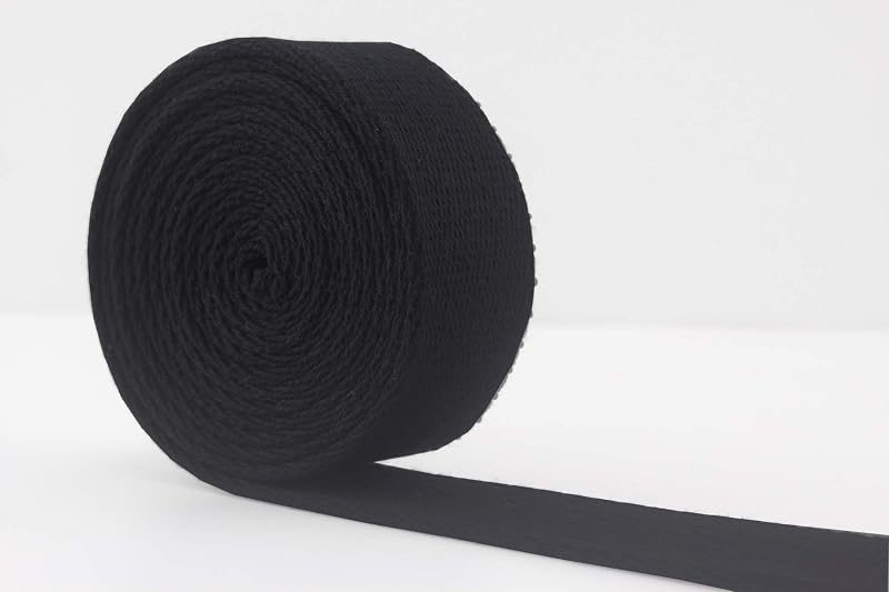 Polyester-Cotton Blend Webbing Ribbon 1" (25 mm) Heavy Weight Strap Replacement 5 Yards Black