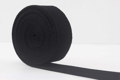 Polyester-Cotton Blend Webbing Ribbon 1" (25 mm) Heavy Weight Strap Replacement 5 Yards Black