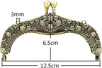 Vintage Embossed Sew-In Kiss-Lock Purse Frame, 5" x 2 5/8" (12.5 x 6.5 cm)