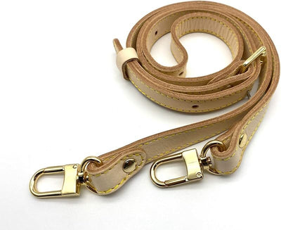 Genuine Leather Double-Sided Adjustable Handmade Vachetta Bag Purse Cross Body Strap with Hooks Replacement - Double-Sided Leather Handle