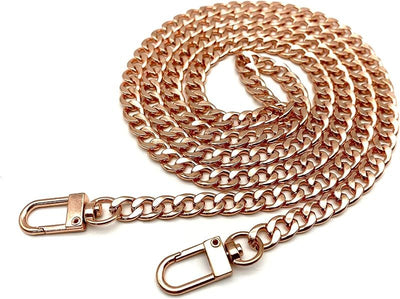 Custom Personalized Bag Purse Crossbody Shoulder Cuban Chain Strap Handles Replacement Extender / Rose Gold - 47" (120 cm)