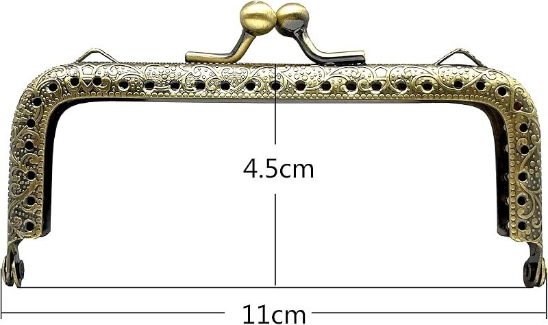 Rectangle Sew-In Kiss-Lock Purse Frame, 4 1/4" x 1 3/4" (11 x 4.5 cm) - with Chain Loops