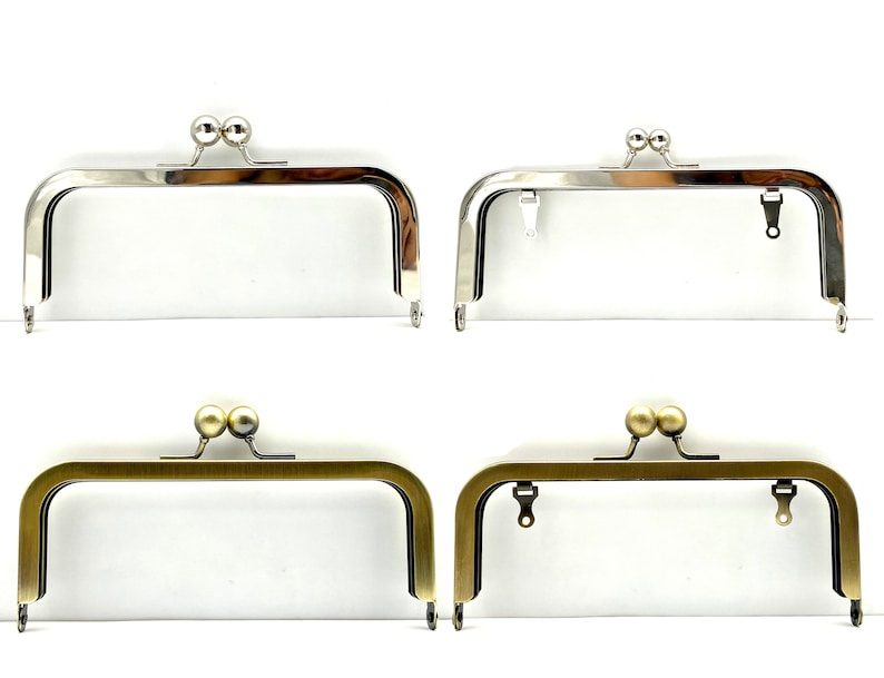 Rectangle Glue-In Kiss-Lock Purse Frame, 6 1/8" x 2 5/8" (15.5 x 6.5 cm)