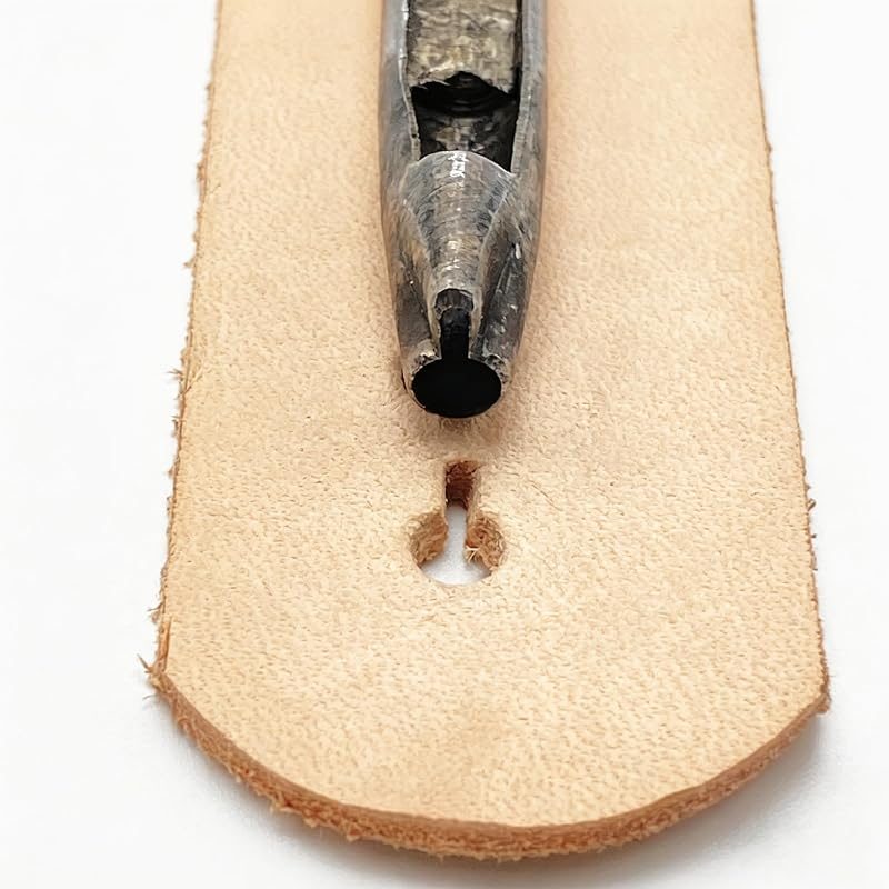 Button Stud Hole Punch Leather Keyhole Slit Cutter for Installing Sam Browne Buttons, Ball Post Studs & Round Head