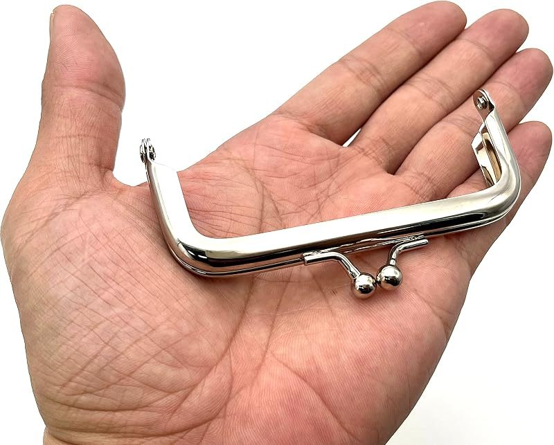 Rectangle Glue-In Kiss-Lock Purse Frame, 3 1/2" x 1 5/8" (9 x 4 cm) - 6mm Ball Clasp