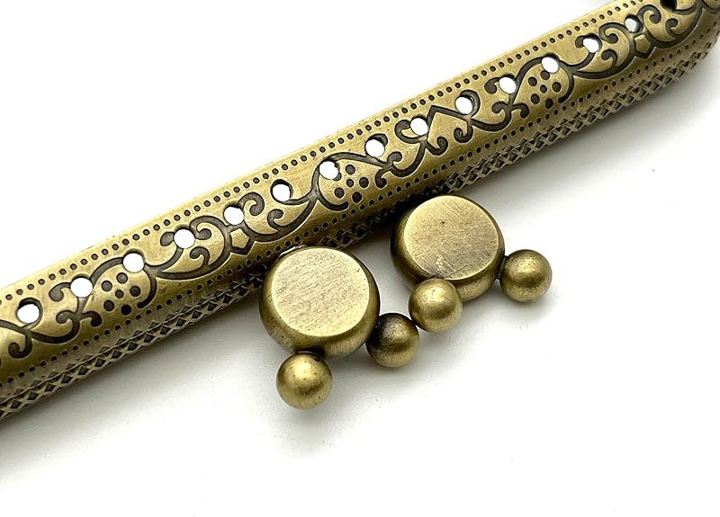 Rectangle Sew-In Kiss-Lock Purse Frame, 4 1/4" x 1 3/4" (11 x 4.5 cm) - Large 12mm Ball Clasp
