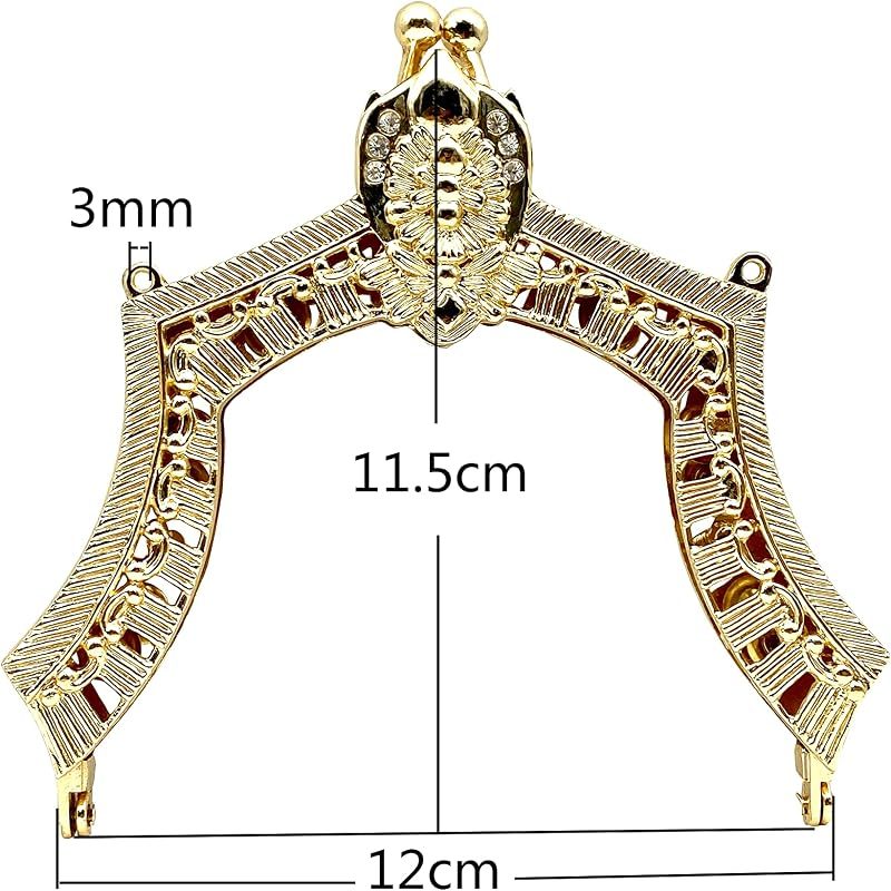 Vintage Embossed Screw-In Kiss-Lock Purse Frame, 4 3/4" x 4 1/2" (12 x 11.5 cm)