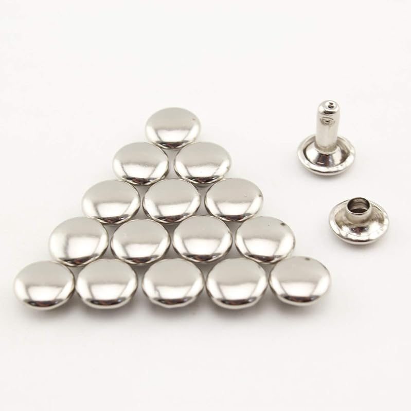 Double Flat Rivet Solid Brass Double Cap, Purse Rivet Studs for Leather Bag Making Clothing Shoes