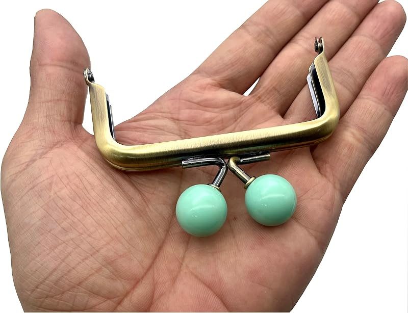 Half-Round Color-Ball Glue-In Kiss-Lock Purse Frame, 8 x 4 cm